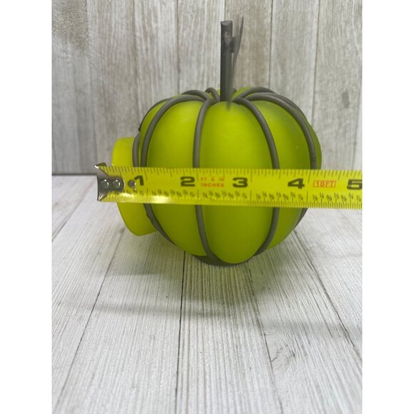 Vtg Glass Metal Green Pumpkin Tea Light Globe 6"H x 5.5"D India Halloween Decor - Picture 8 of 10